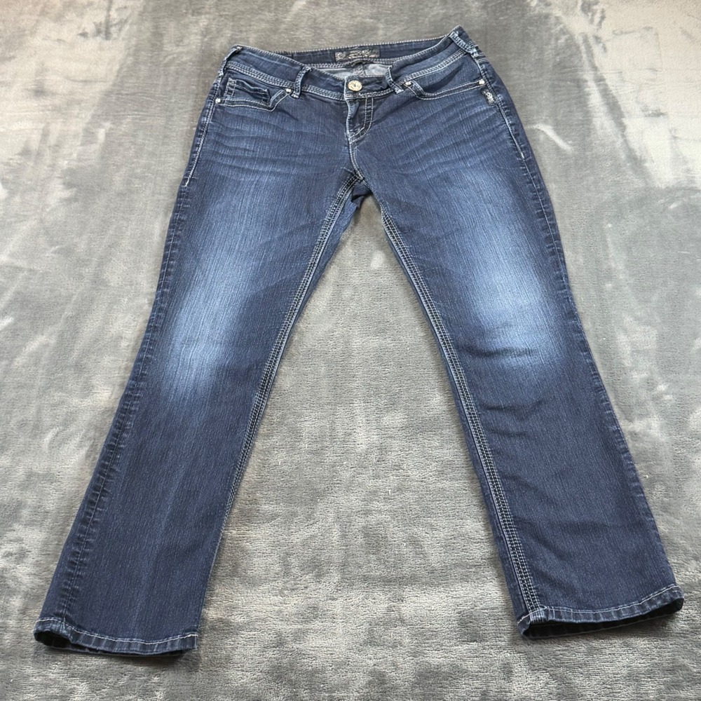 Silver Jeans Co Suki Straight Dark Wash Mid Rise Denim Jeans W28 L30